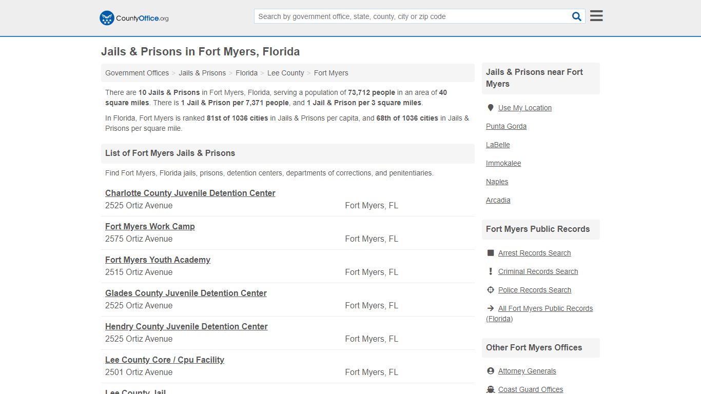 Jails & Prisons - Fort Myers, FL (Inmate Rosters & Records)